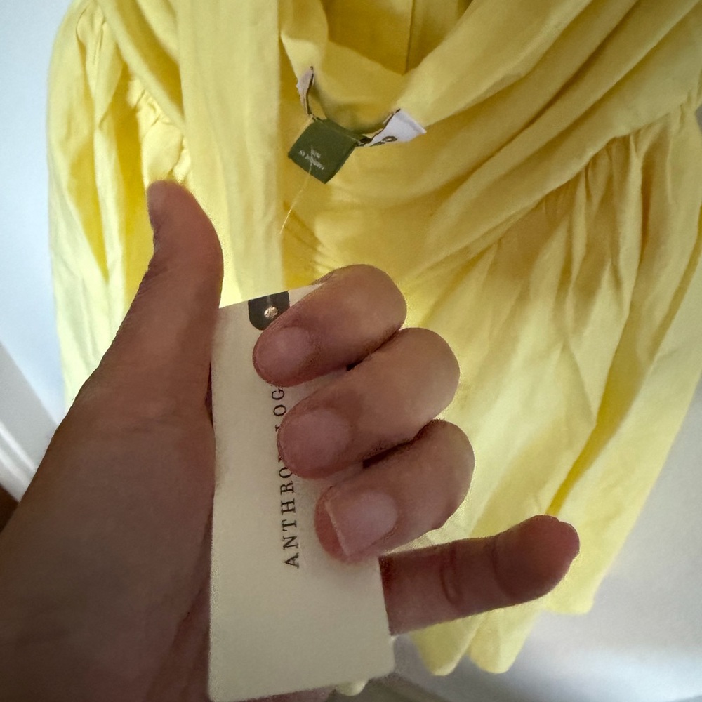 Celandine by Anthropologie Halter Button-Front Mini Dress in yellow Small NWT - Picture 7 of 8